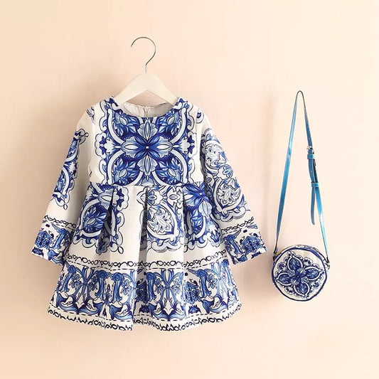 Printed Dress with matching bag
