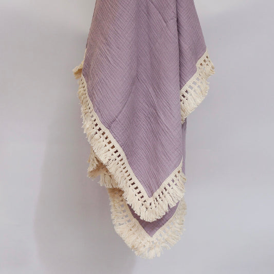 Muslin Tassel Blanket - Lavender