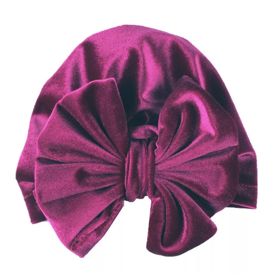 Velvet Bow Turban - Purple