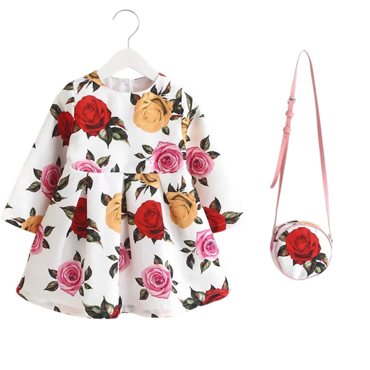 Printed dress with matching bag