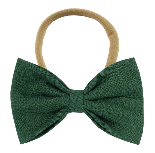Cotton Bow Headband - Emerald Green