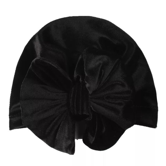 Velvet Bow Turban - Black