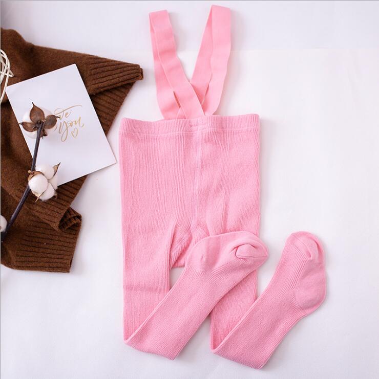 Girls Ribbed Suspender Tights - Pink