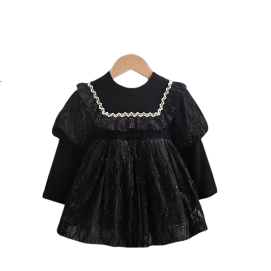 Black long sleeve frill dress