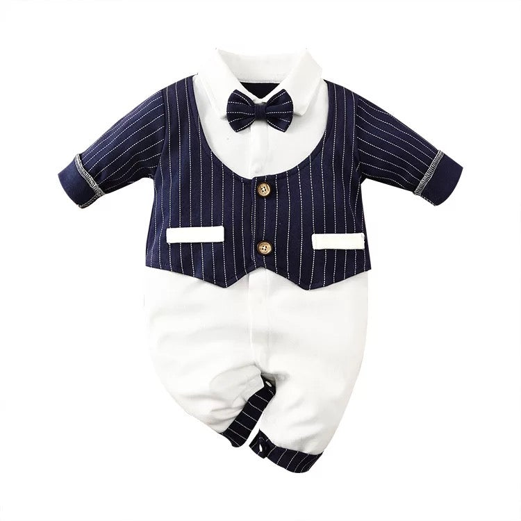 Navy stripe romper