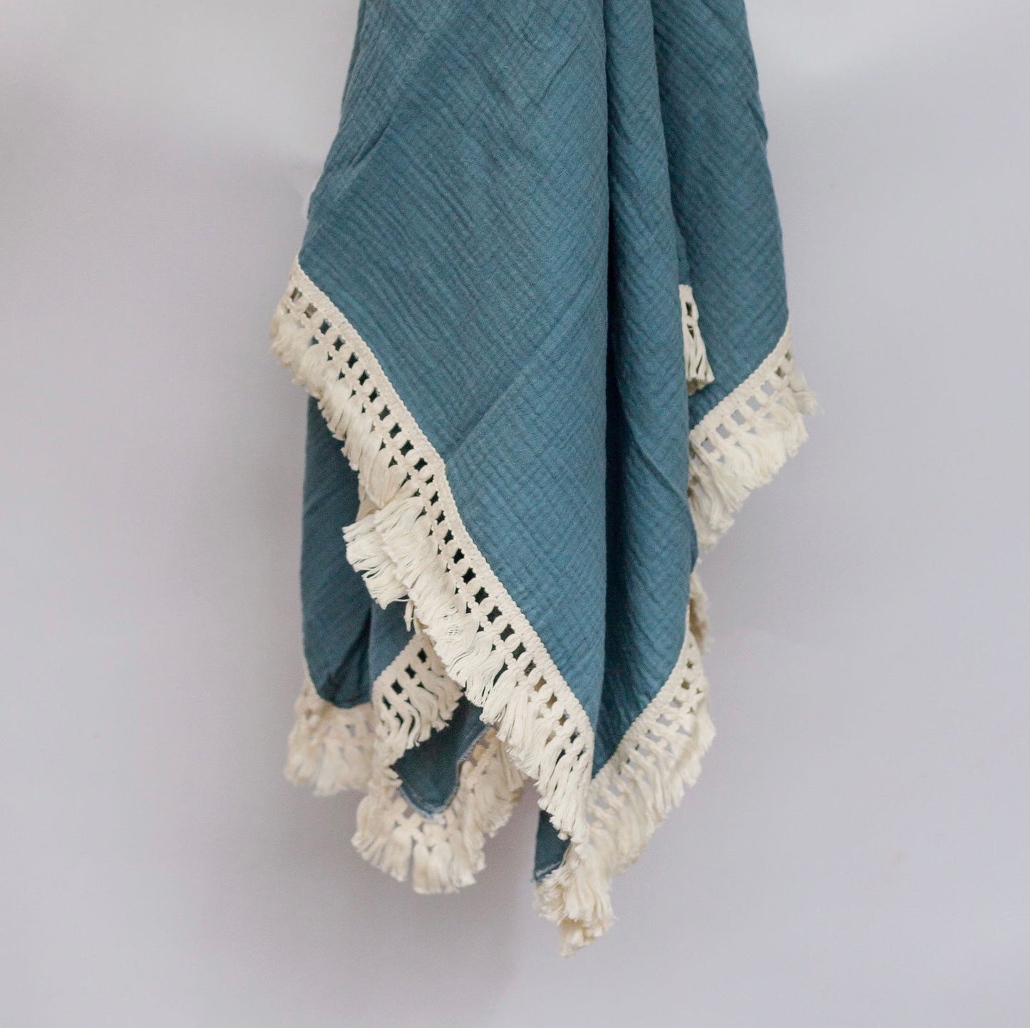 Muslin Tassel Blanket - Teal