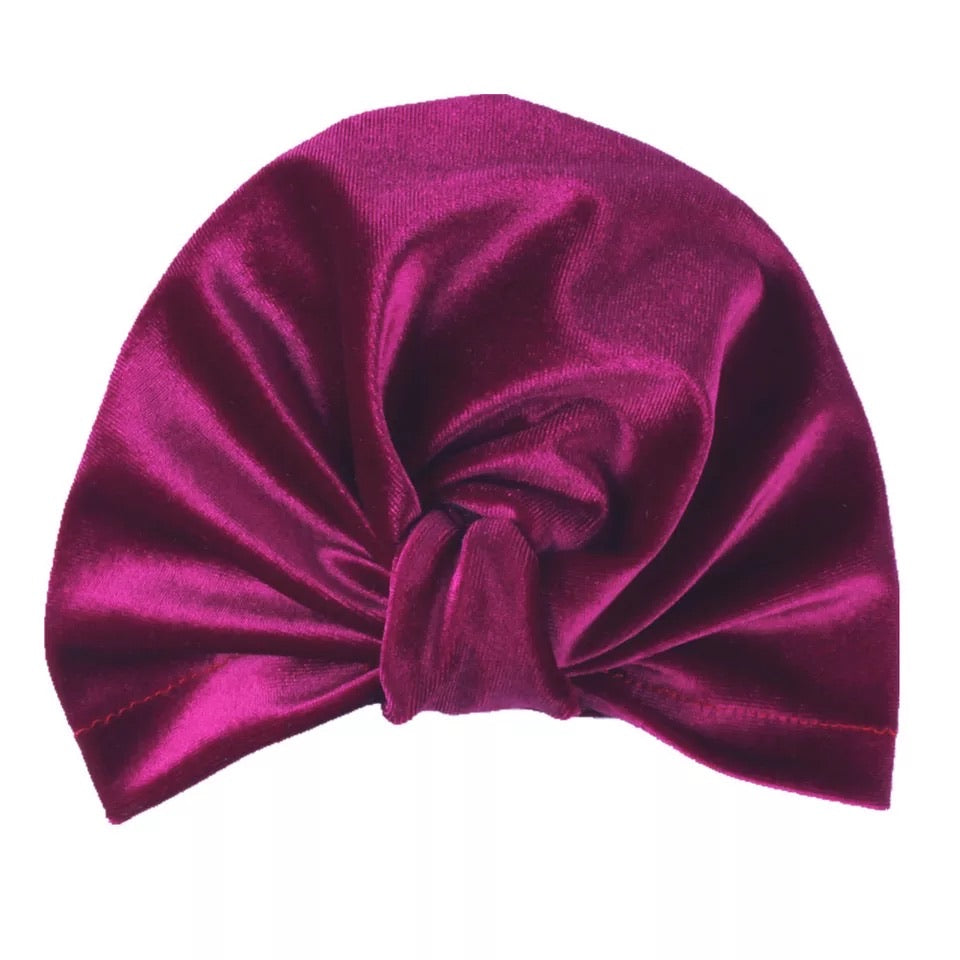 Velvet Knot Turban - Deep Plum